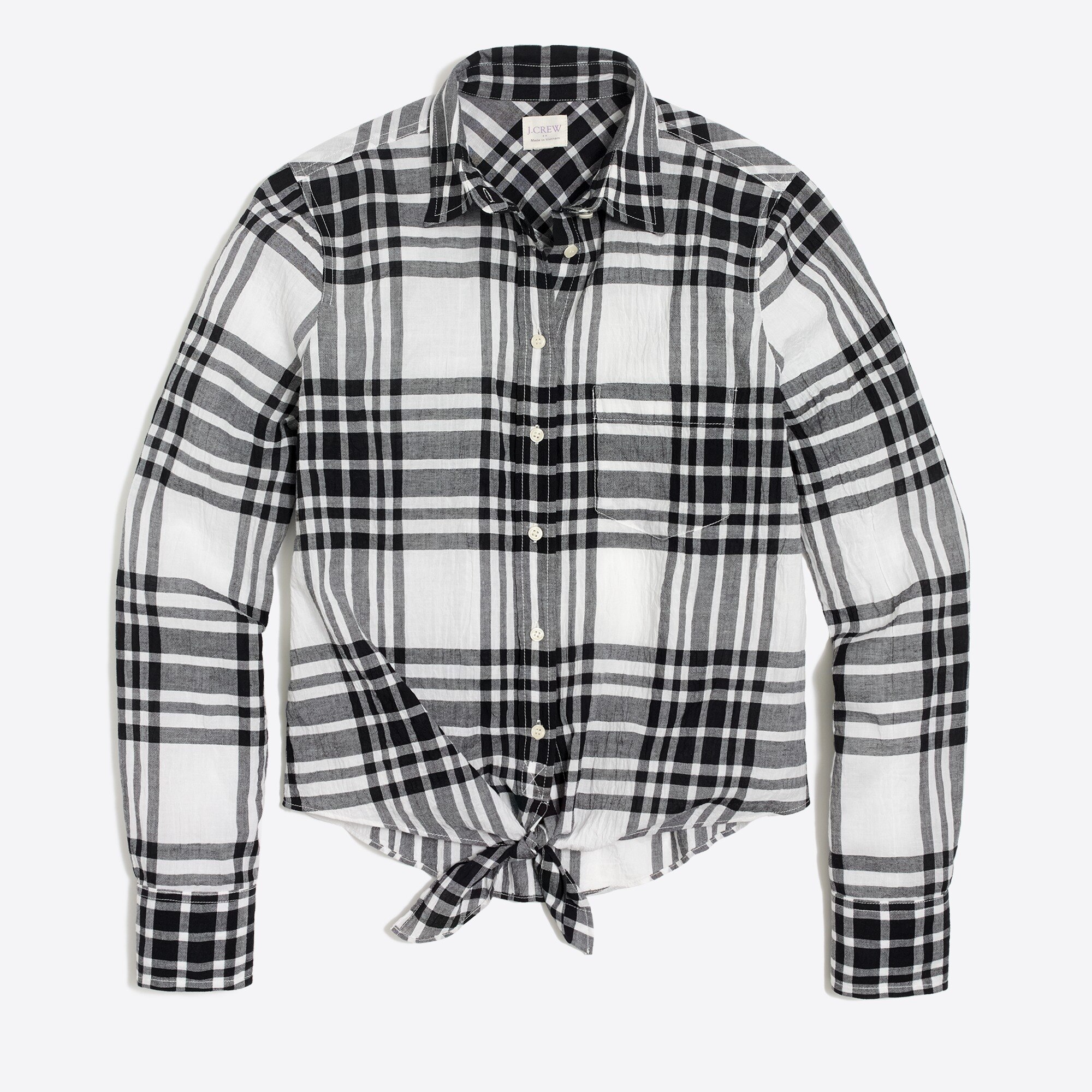 J.Crew Factory Plaid tiewaist shirt