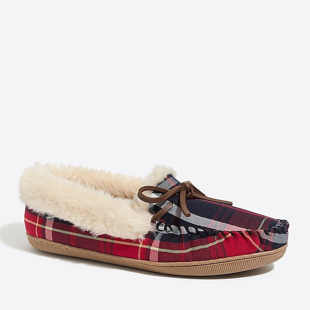 tartan plaid shearling slippers : factorywomen slippers