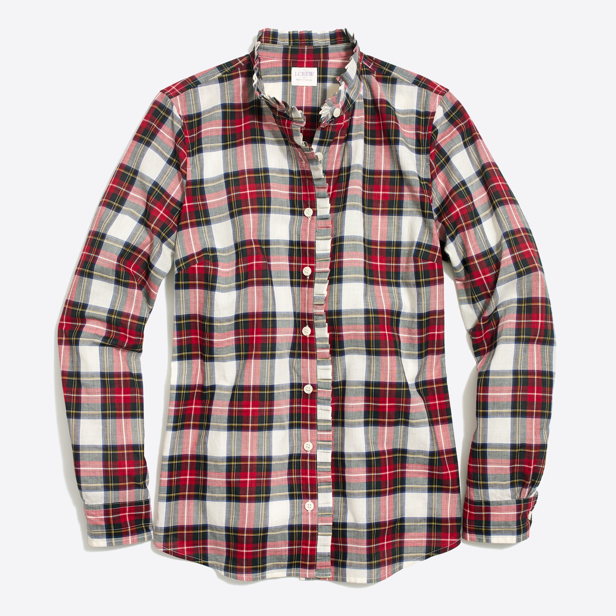 J.Crew Factory Rufflefront plaid shirt