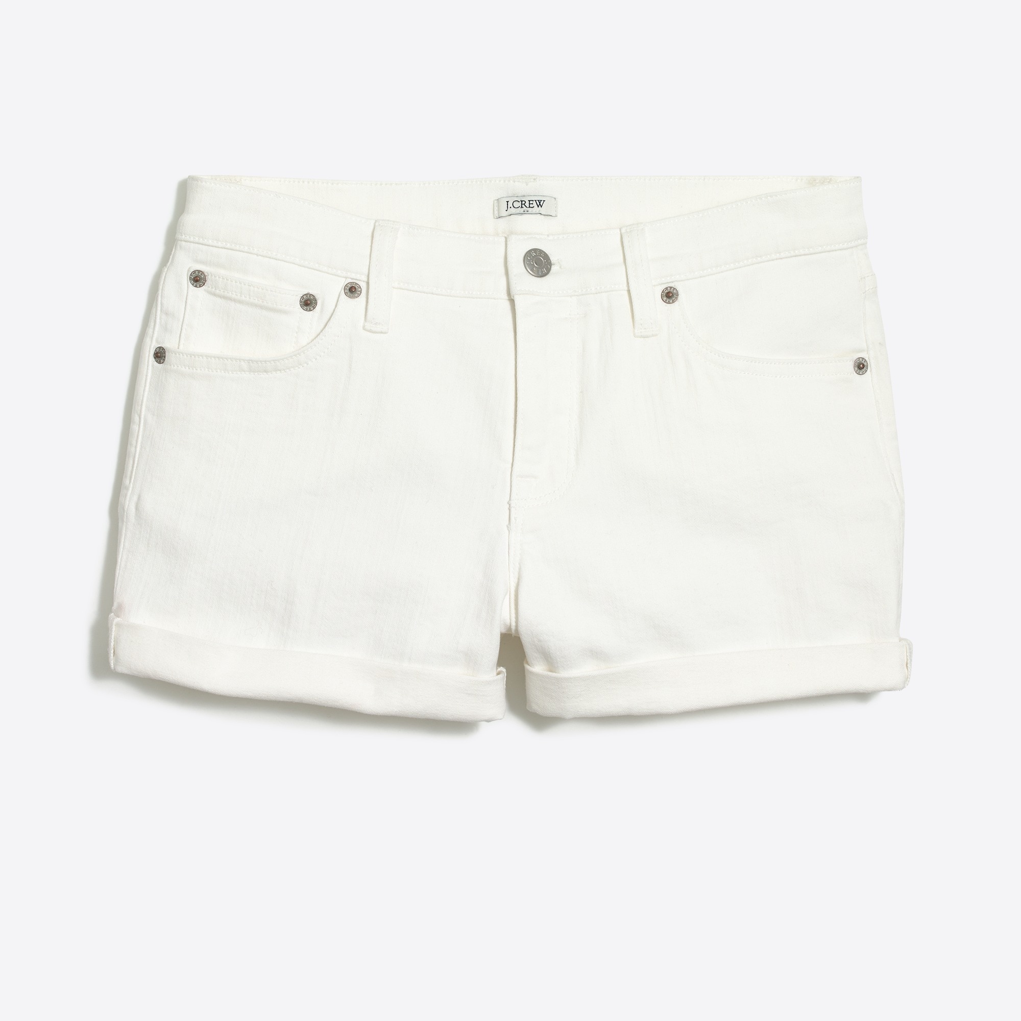 j crew white denim shorts