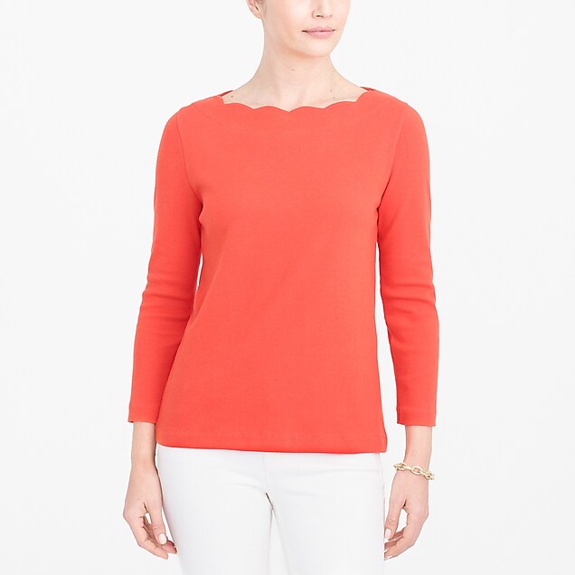 scalloped t-shirt : factorywomen long sleeve