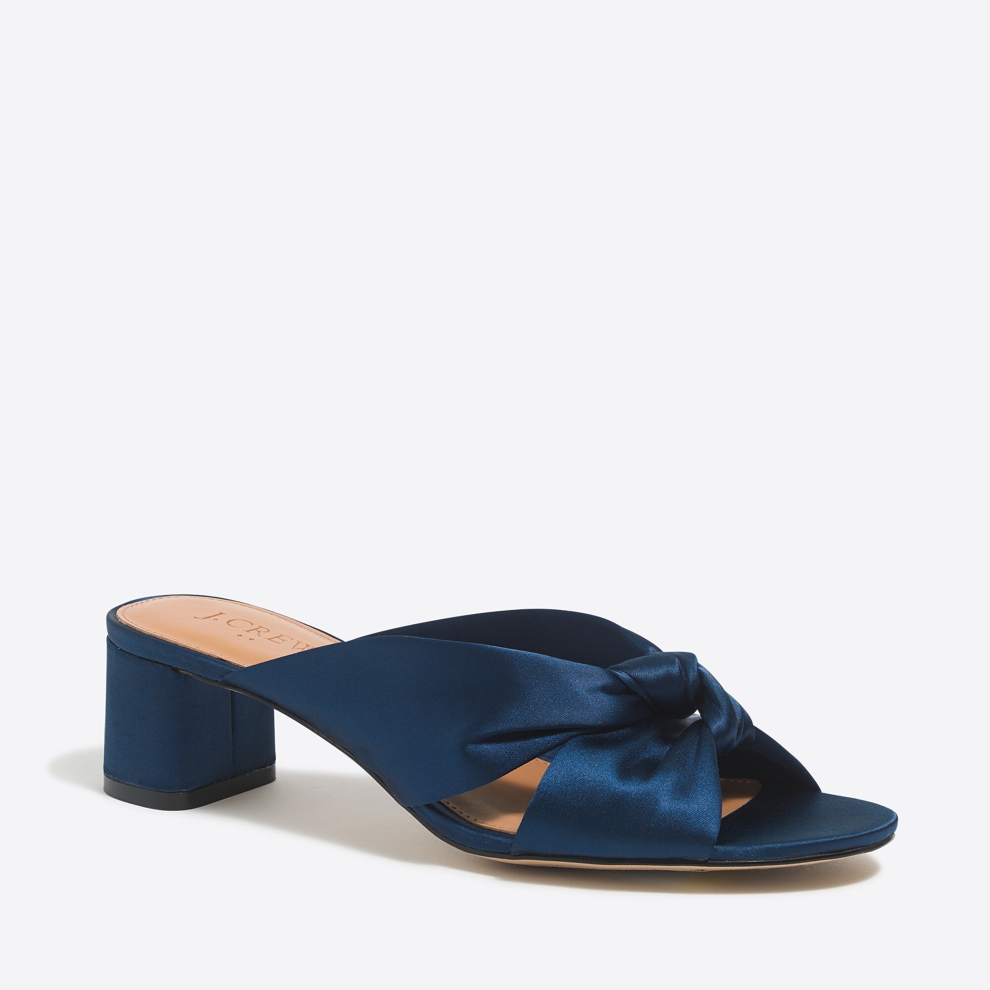 J.Crew Factory Satin knotted blockheel mule slides