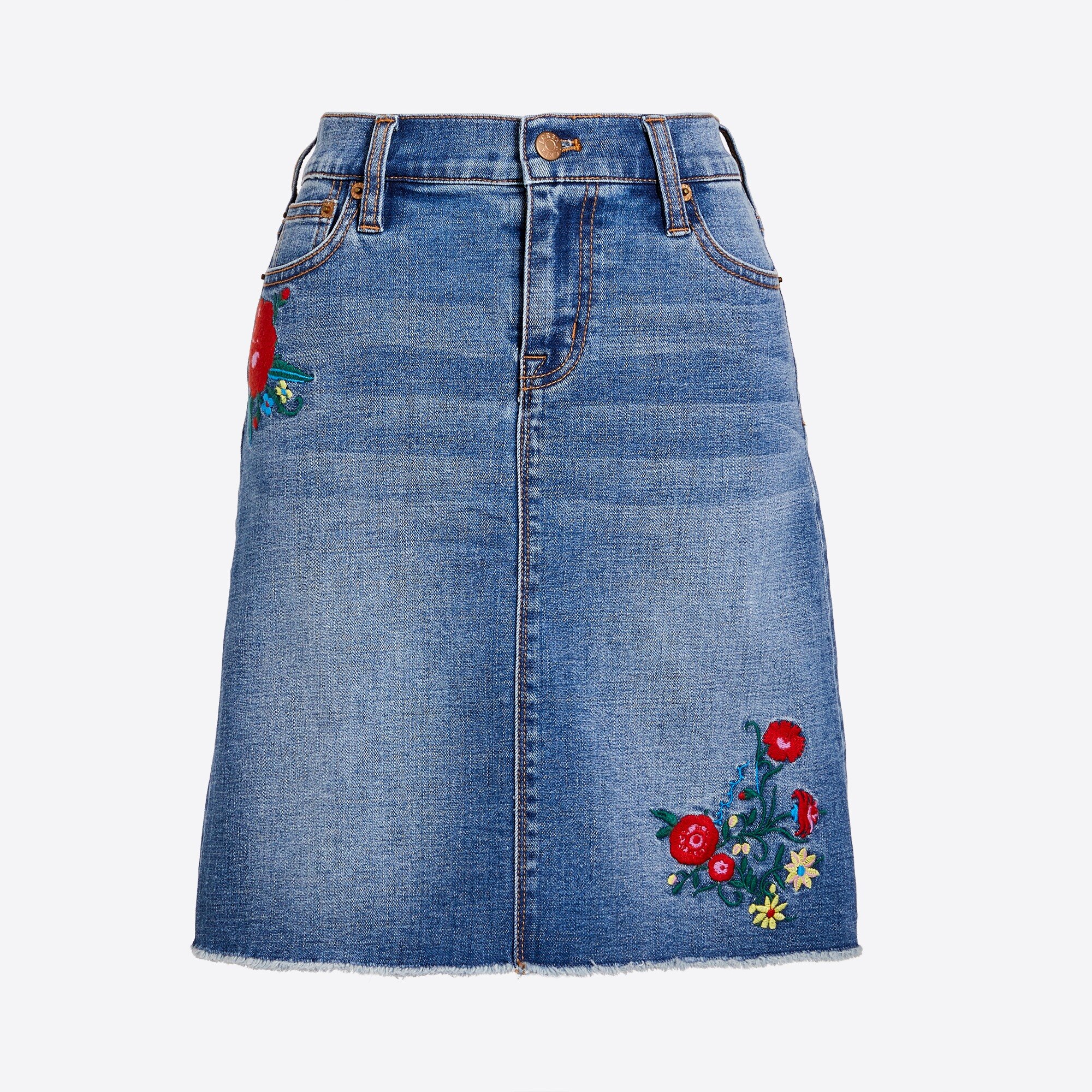J.Crew Factory Embroidered denim skirt