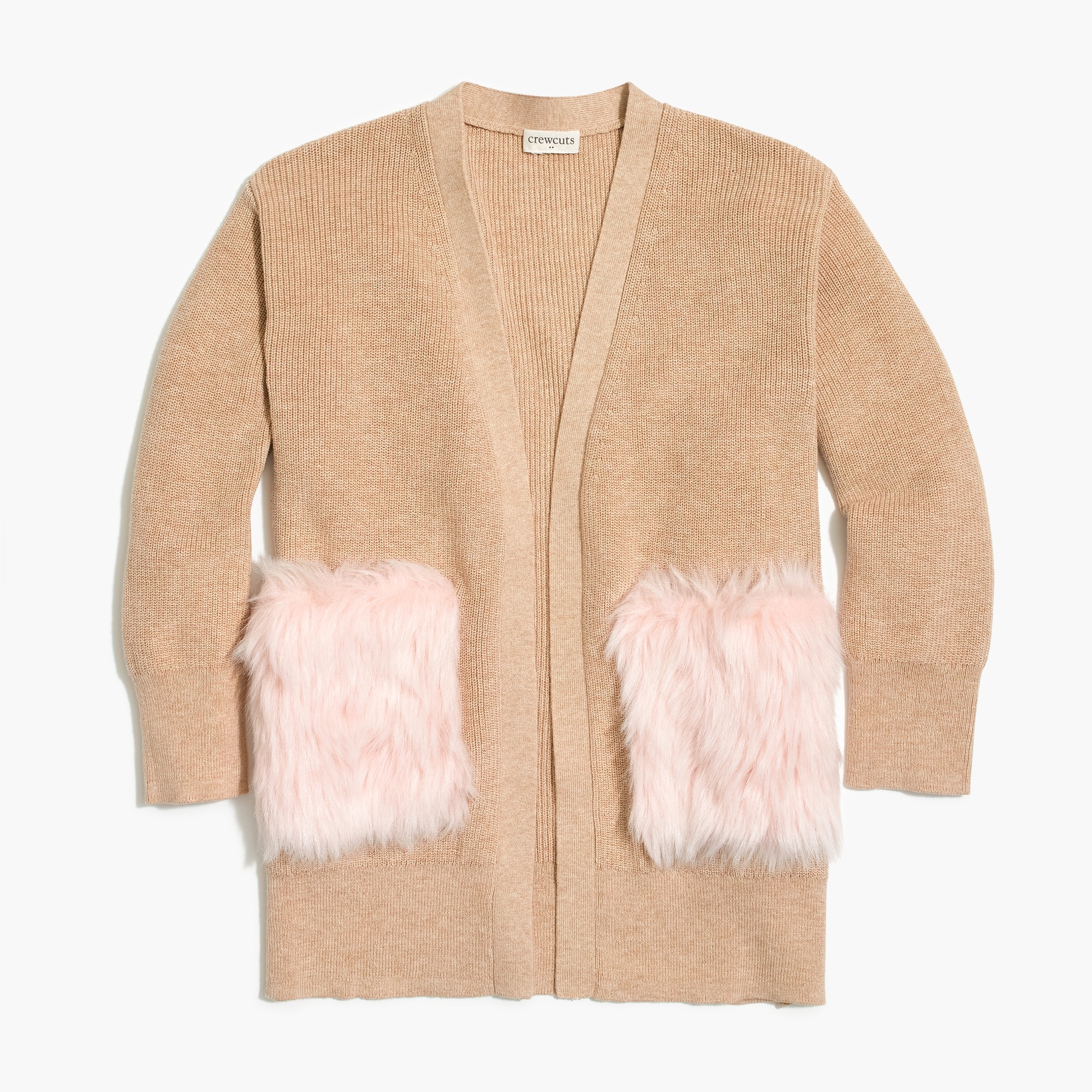 JCrew Factory Girls’ long cardigan sweater with fur pockets $25