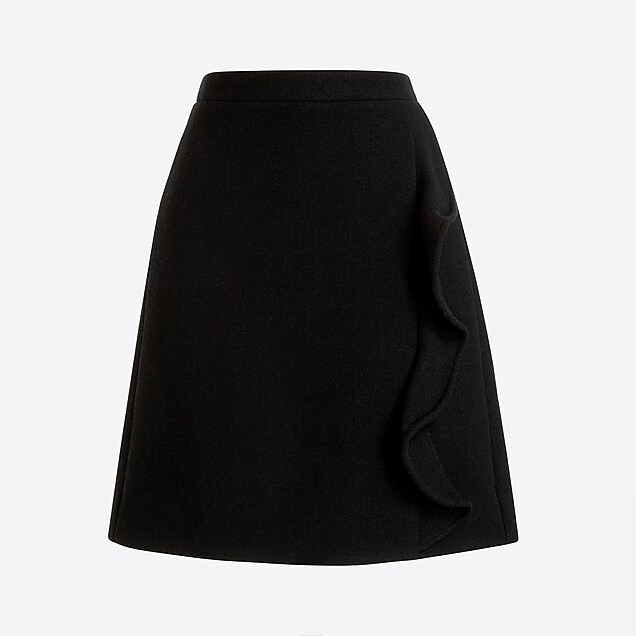 ruffle-front mini skirt in double-serge wool : factorywomen mini