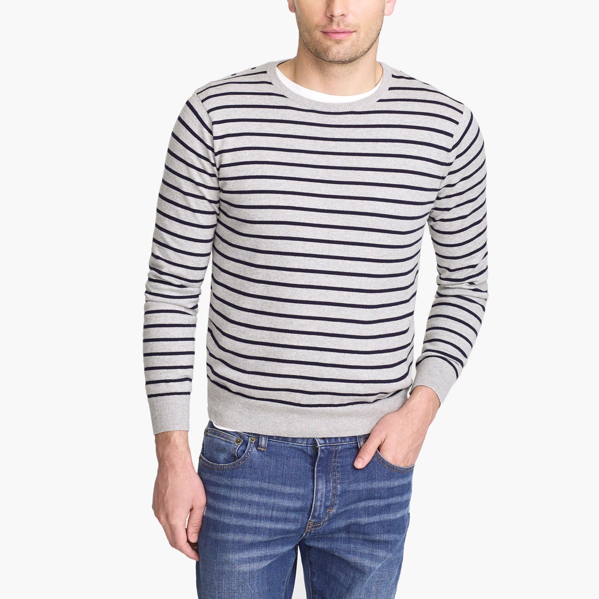 J.Crew Factory Cotton jersey crewneck sweater in stripe