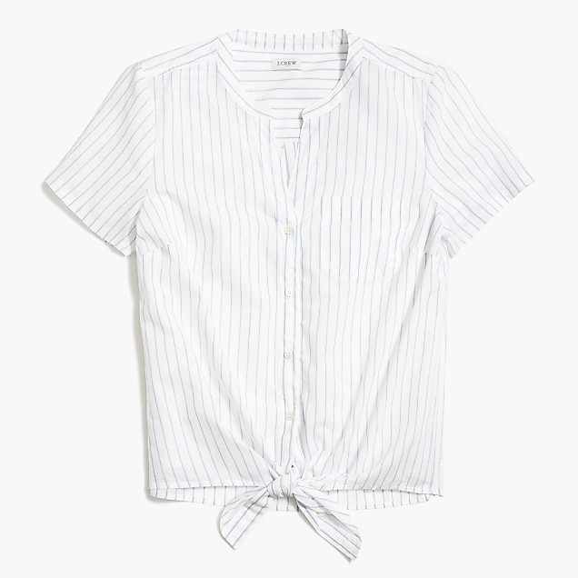 j.crew factory: printed tie-front button-up shirt