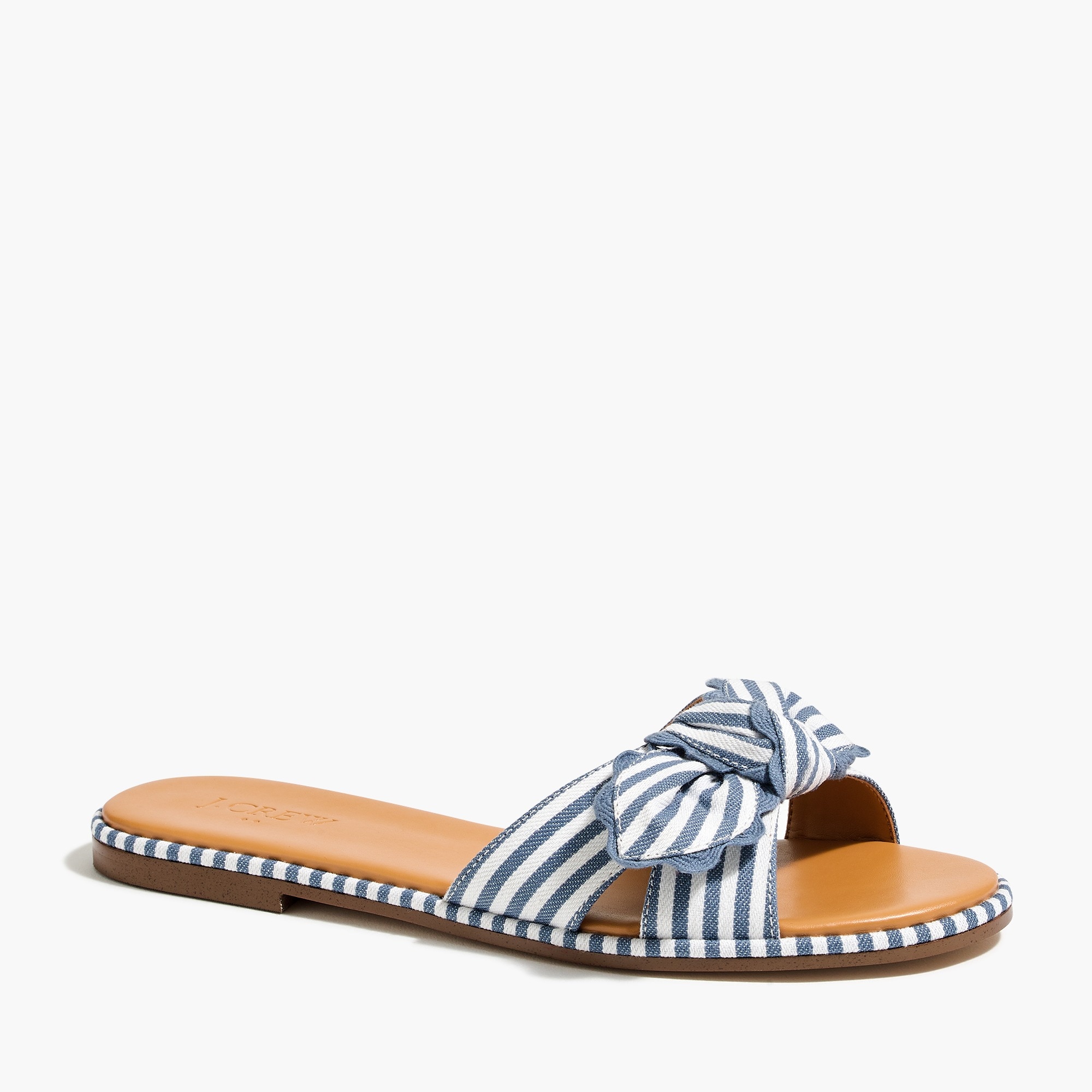 J.Crew Factory Striped bow slide sandals